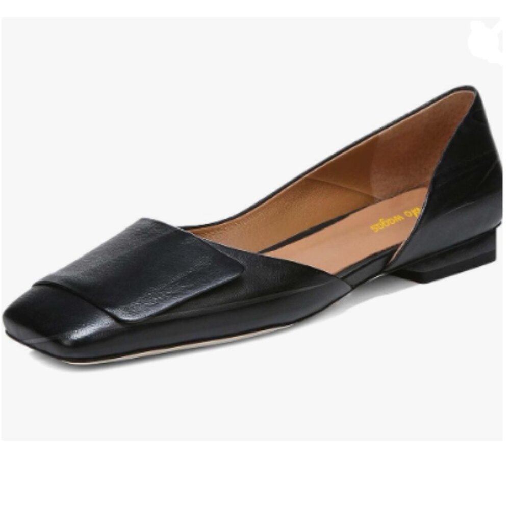 Wo Wagas Black Pump Side Cut Block Low Heel Square Toe Slip On Working Shoe